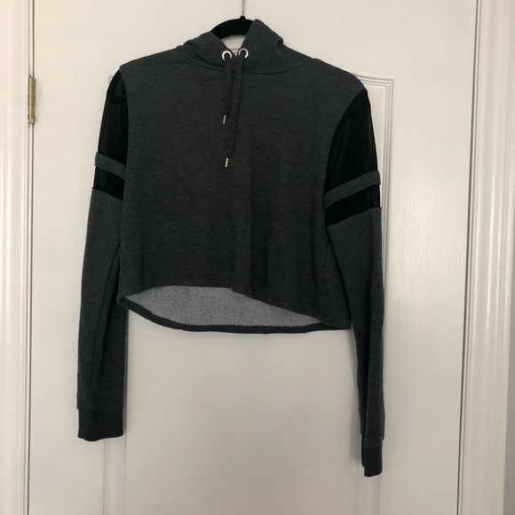 Grey and Black cropped long sweater top - Picture 1 of 2